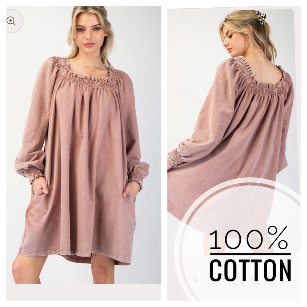 Easel Mauve Cotton Dress